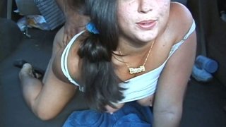 Fat amateur teen Mimi takes a hardcore ride on a bangbus hot video